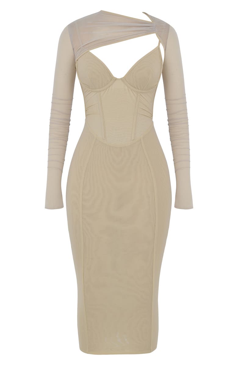 HOUSE OF CB Beatrice Corset Midi Dress & Bolero Set, Alternate, color, Beige