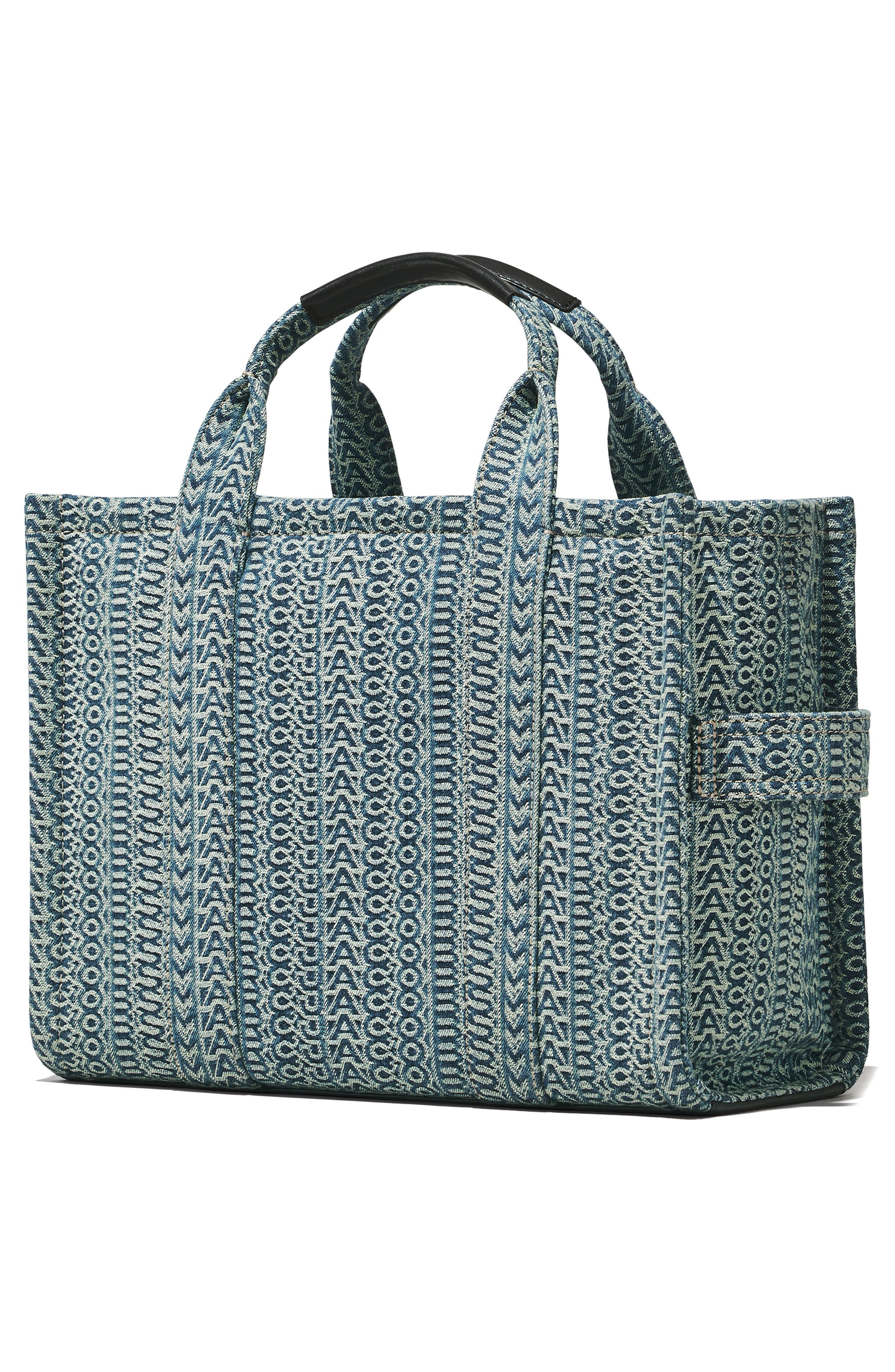 Marc Jacobs The Washed Monogram Denim Medium Tote Bag, Alternate, color, 