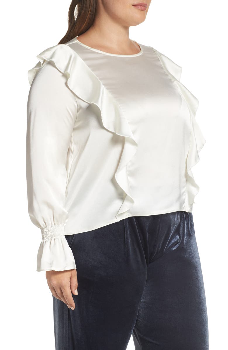 ELVI Satin Ruffle Top, Alternate, color, 