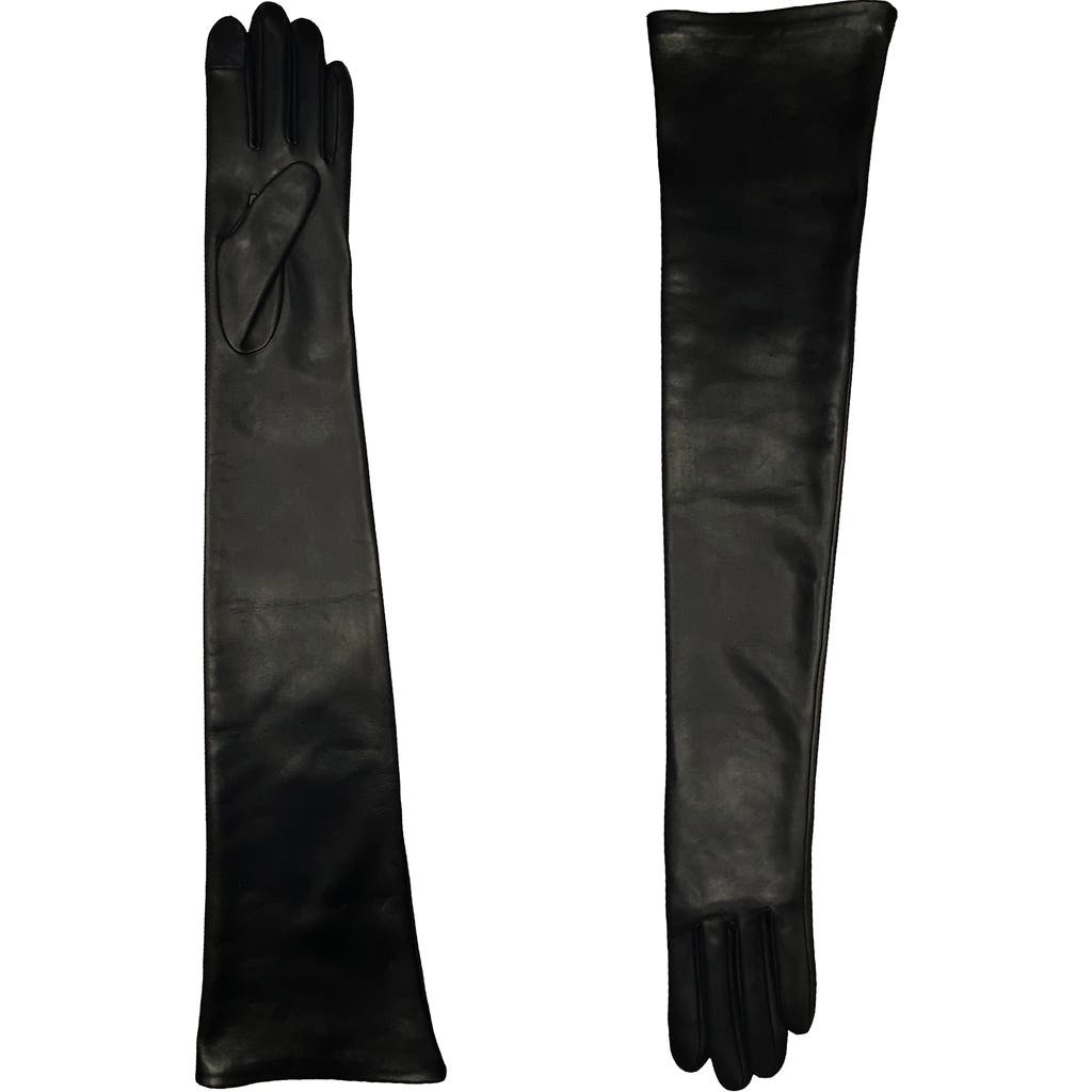 Agnelle Shoulder Length Leather Gloves in Black at Nordstrom, Size Medium