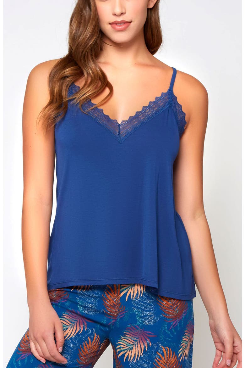 Lace Trim Knit Set with Capri Pants, Alternate, color, Navy-Blue