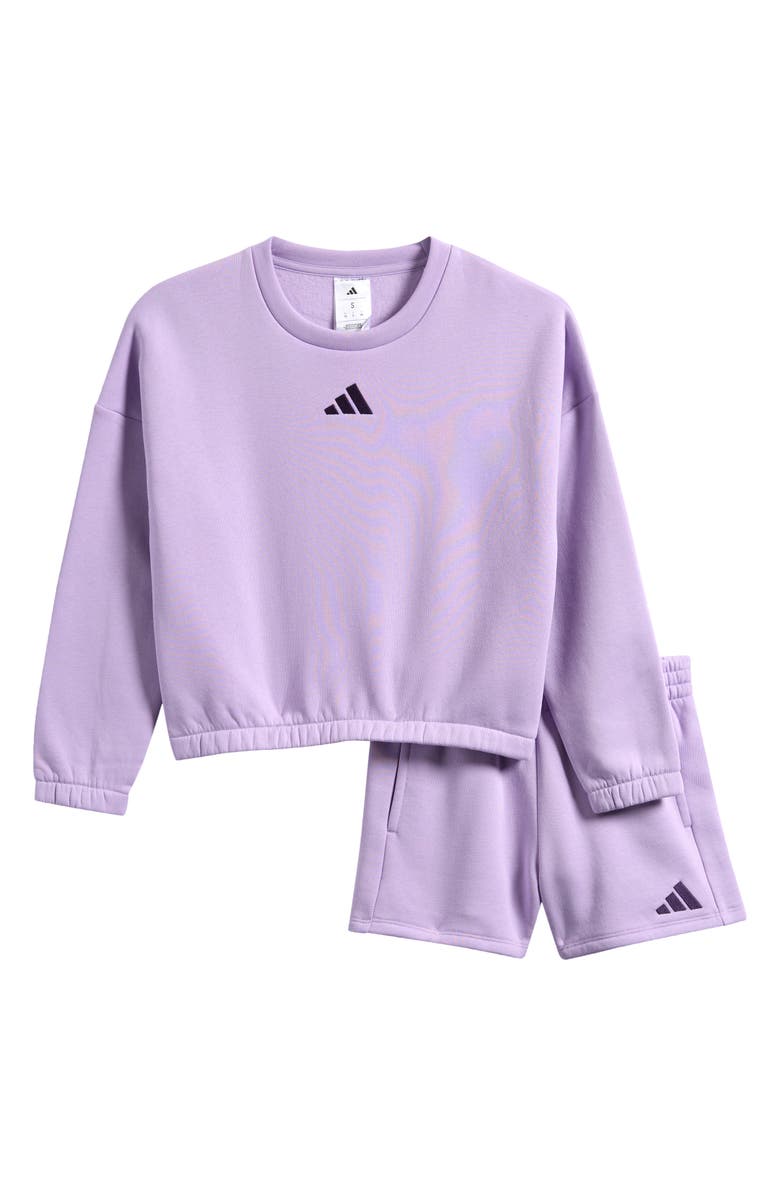 adidas Kids' Fleece Pullover Sweater & Shorts Set, Main, color, 