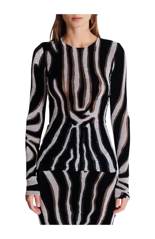 Balmain Zebra-print Velvet Bodycon Top In Black