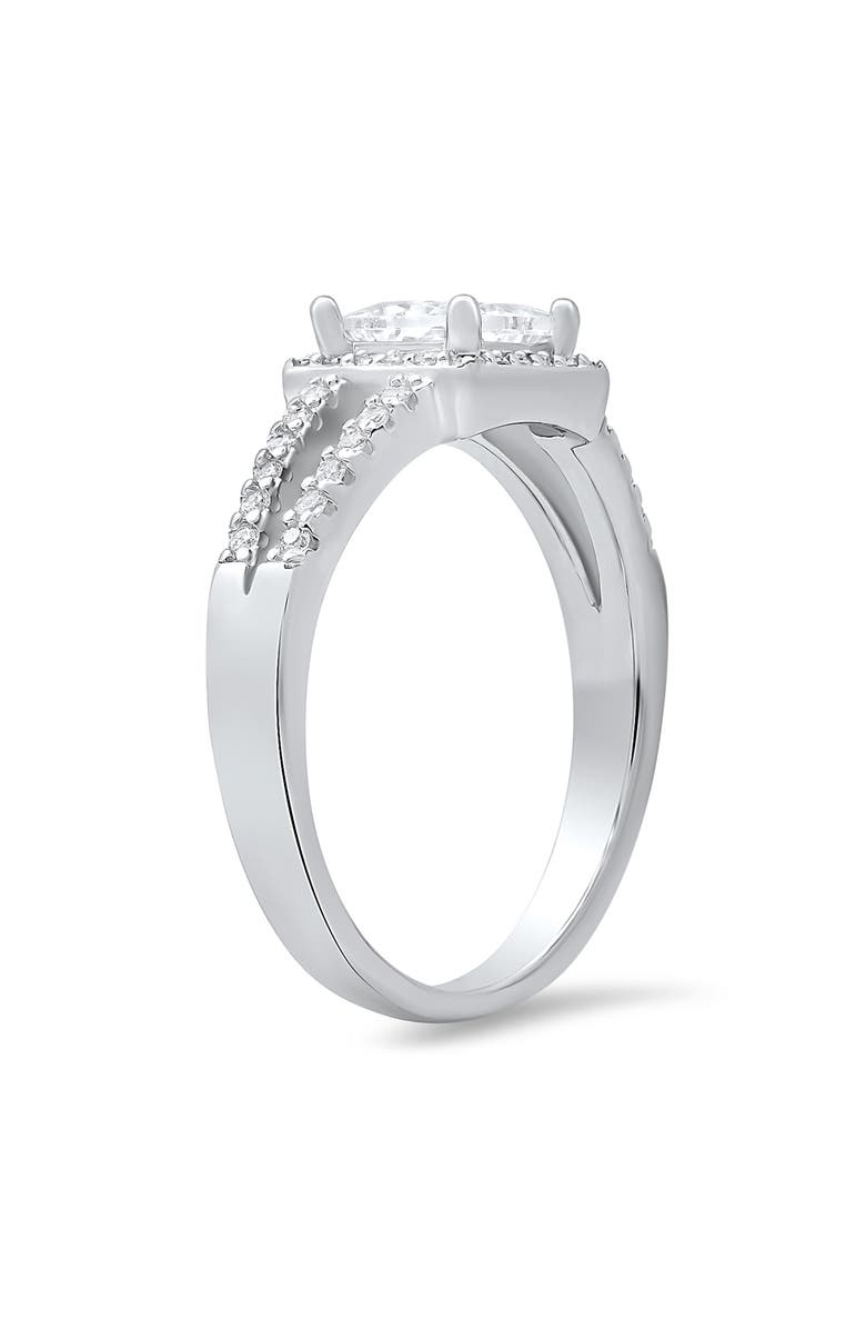 Queen Jewels Sterling Silver Princess Cut Halo Cubic Zirconia Ring, Alternate, color, Silver