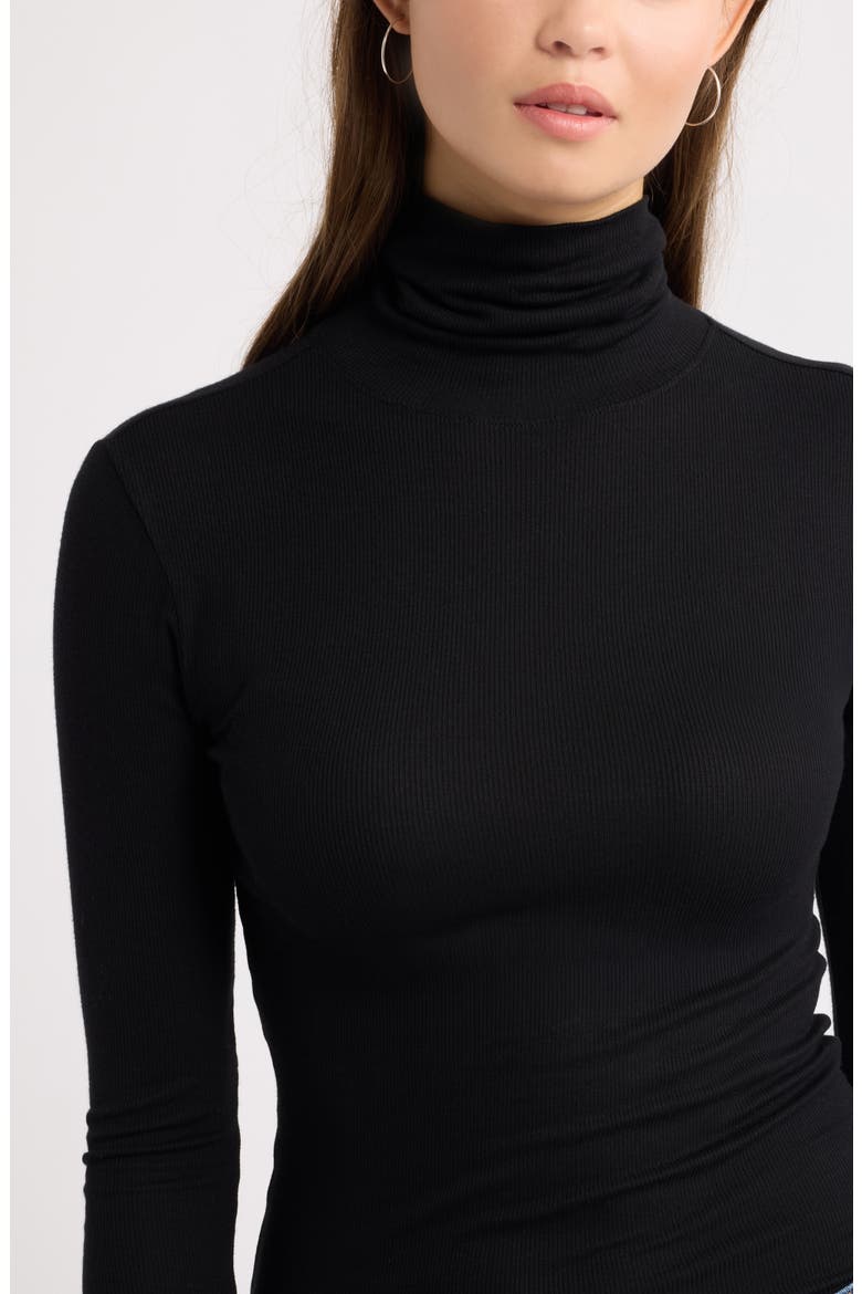 Turtleneck Rib Top, Alternate, color, BLACK