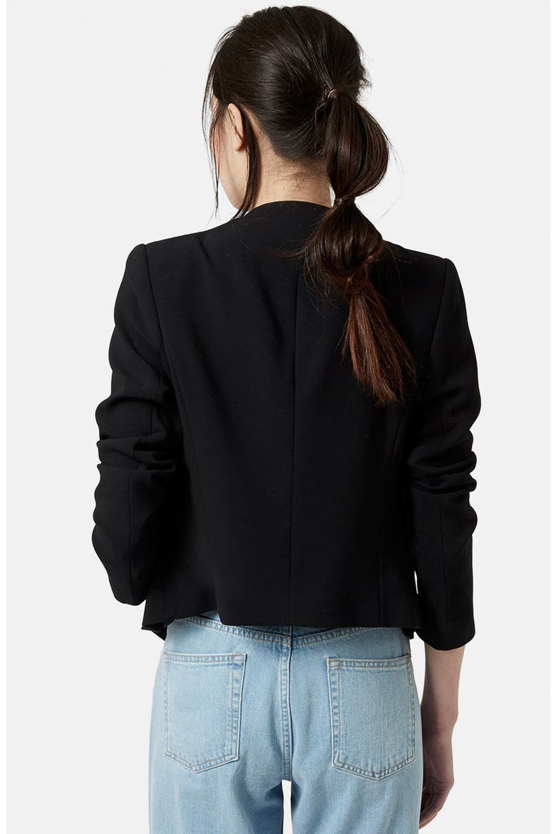 'Poppy' Double Collar Blazer, Alternate, color, BLACK