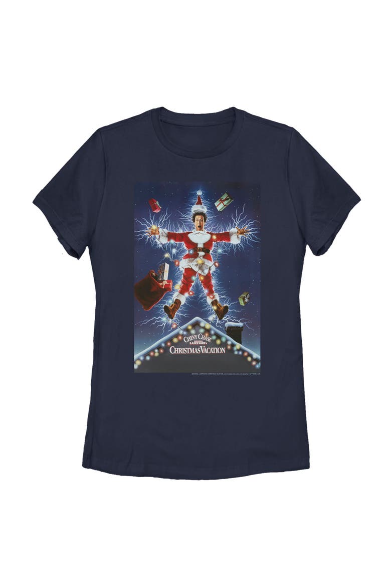 Women's National Lampoon's Christmas Vacation Electrified Poster  Graphic T-Shirt, Main, color, Navy Blue