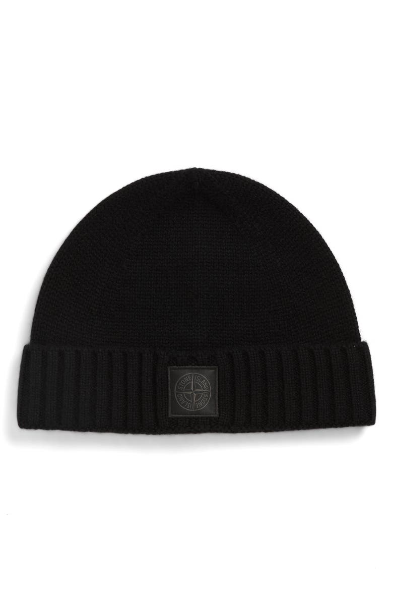 Stone Island Ghost Cuffed Cashmere Beanie, Main, color, V0029 Black