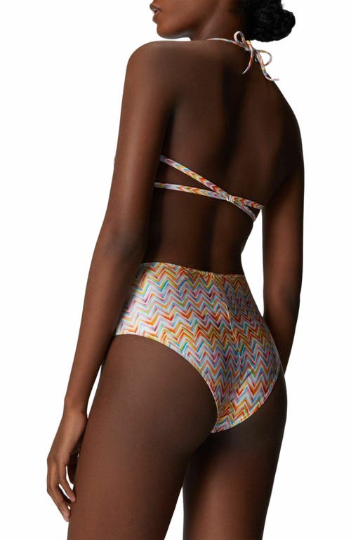 Missoni Bikini With High-waisted Bottoms And Zig Zag Pattern In Multicoloured
