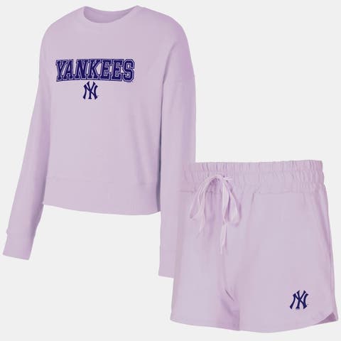 Women's Concepts Sport  Lavender New York Yankees Elevation Tri-Blend Long Sleeve T-Shirt & Shorts Set