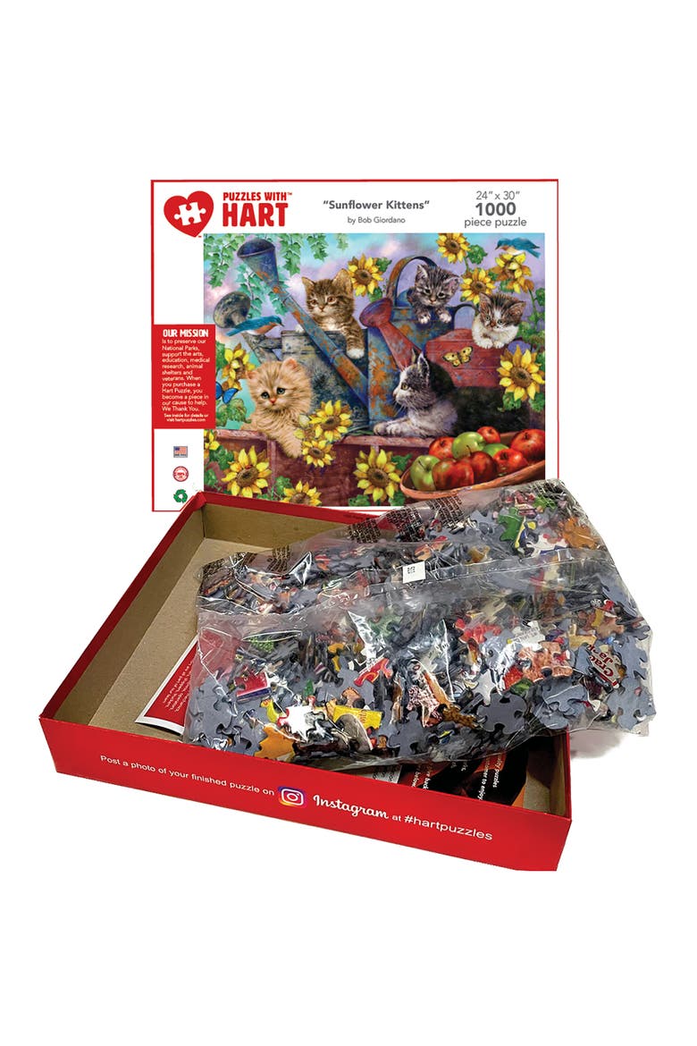 Sunflower Kittens by Bob Giordano, 24 x 30 Inches, 1000 Piece Puzzle, Alternate, color, Multicolored
