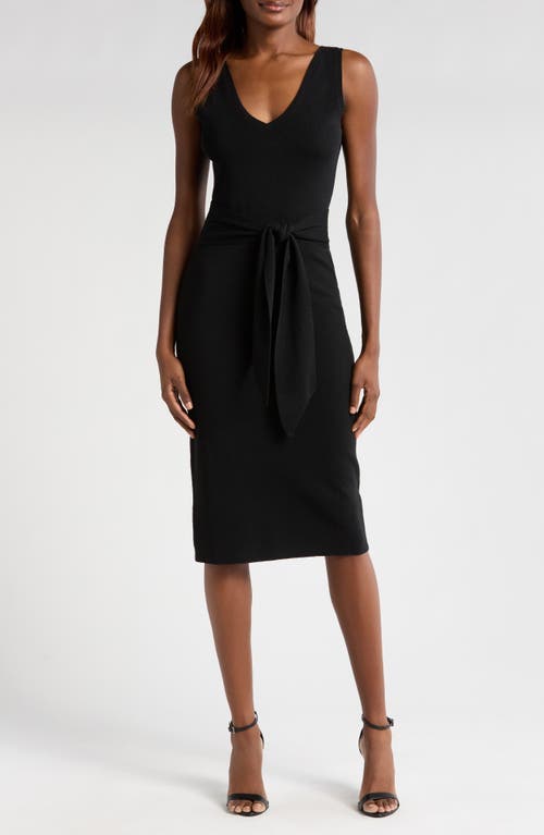 Wayf Martini Tie Waist Sweater Dress In Black