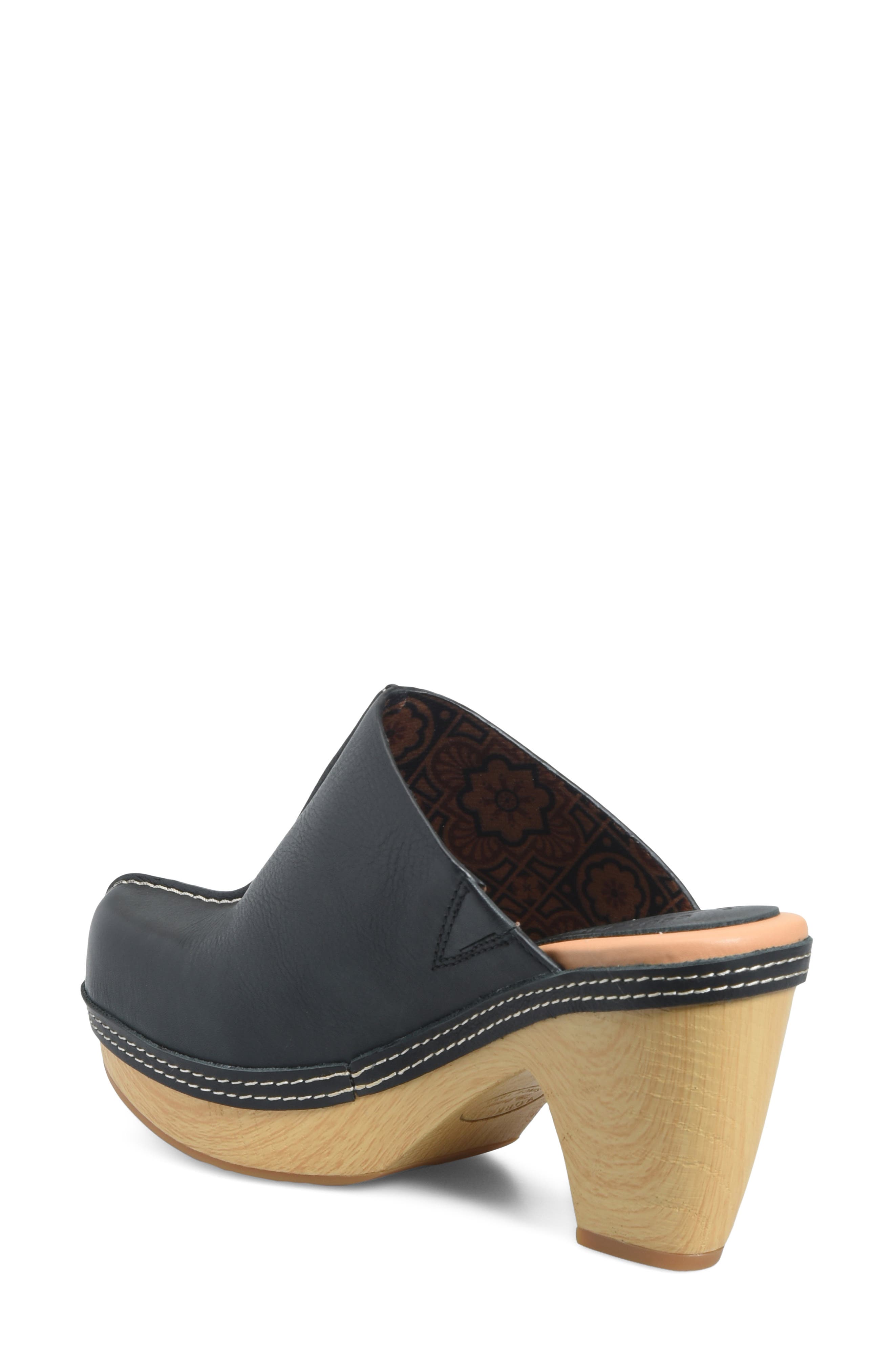 Gwendolyn Leather Clog, Alternate, color, BLACK LEATHER