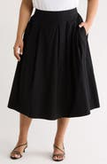 Nordstrom Pleated Cotton Poplin Midi Skirt