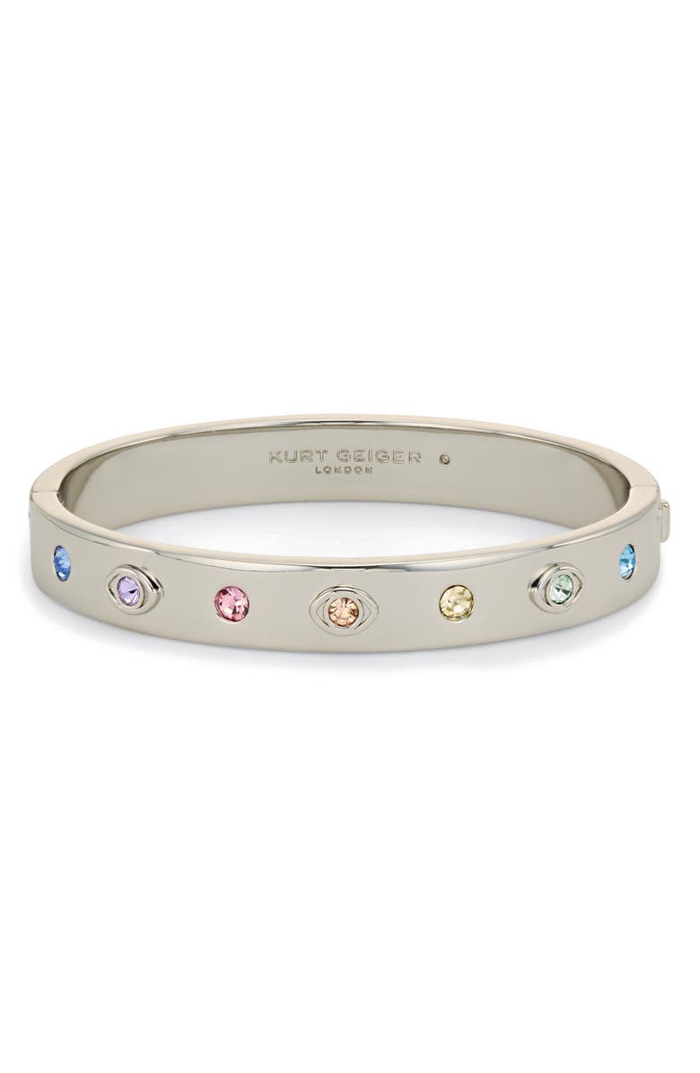 Kurt Geiger London Evil Eye Hinged Bracelet, Main, color, Rhodium/ Multi