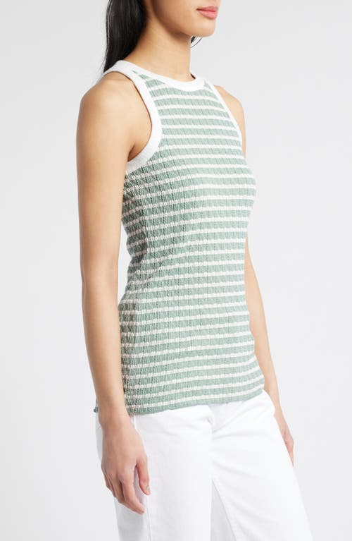 Loveappella Stripe Racerback Tank In Sage