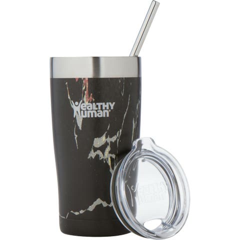 Stainless Steel Tumbler with Straw & Lid, 20 oz Black Onyx