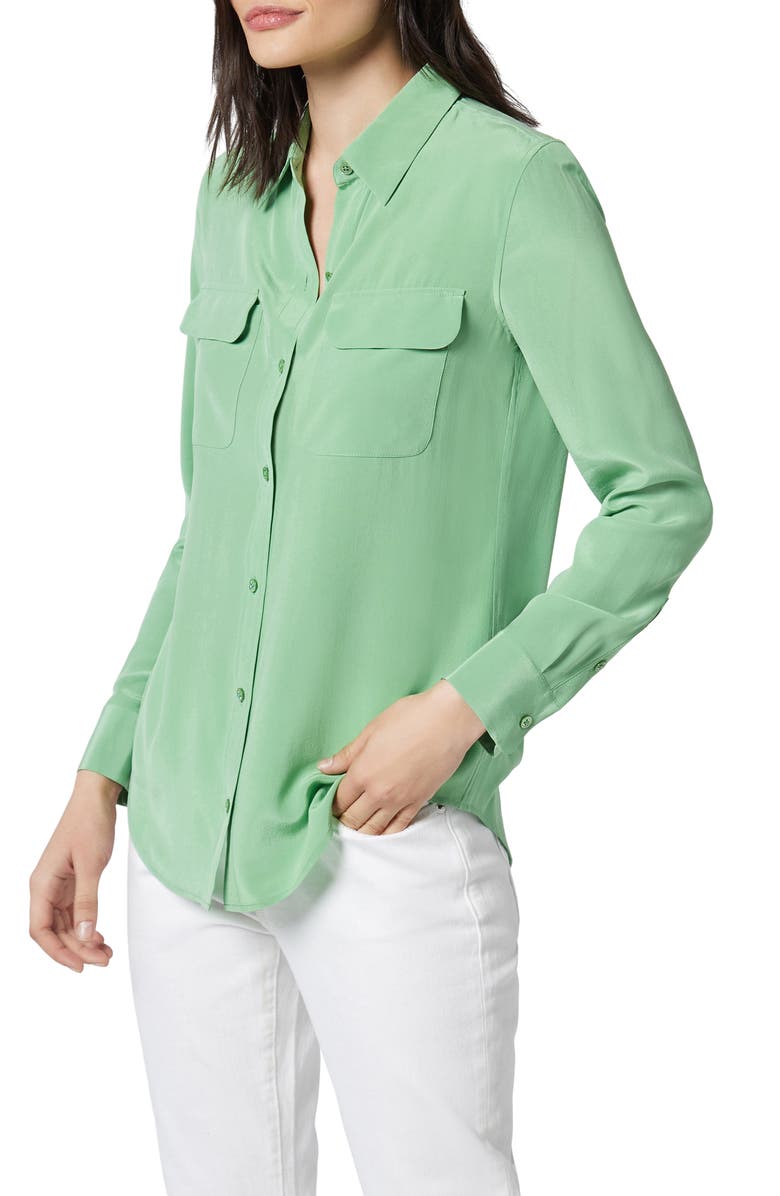 Equipment Signature Silk Button-Up Shirt, Alternate, color, Pprmnt
