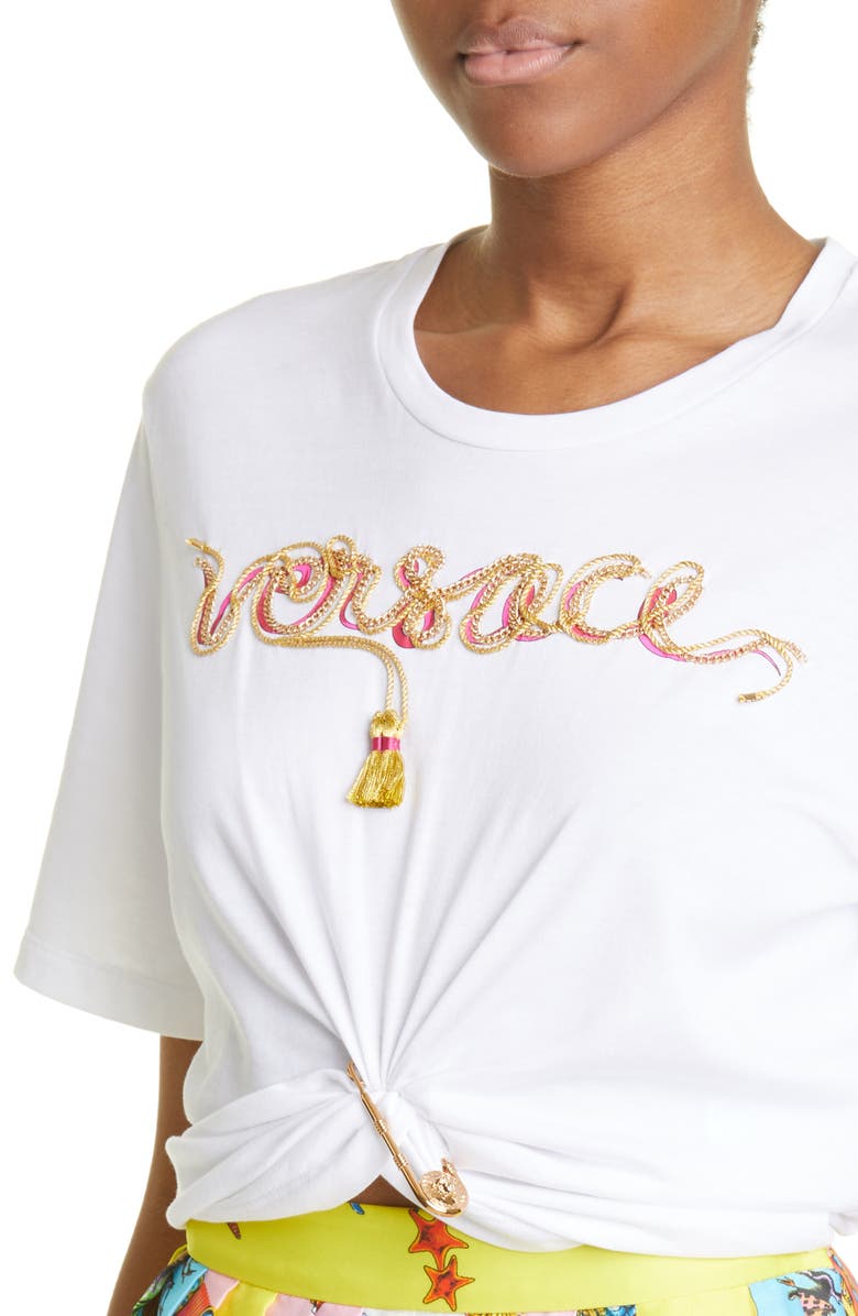 Versace Trésor de la Mer Print Pleated Miniskirt, Alternate, color, 