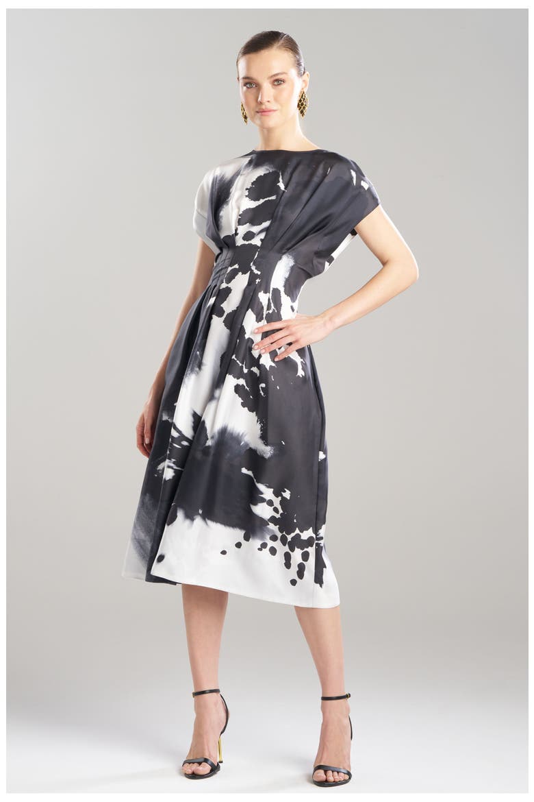 Black Orchid Fit & Flare Pleated Dress, Main, color, Black/White