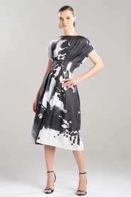 Natori Black Orchid Fit & Flare Pleated Dress