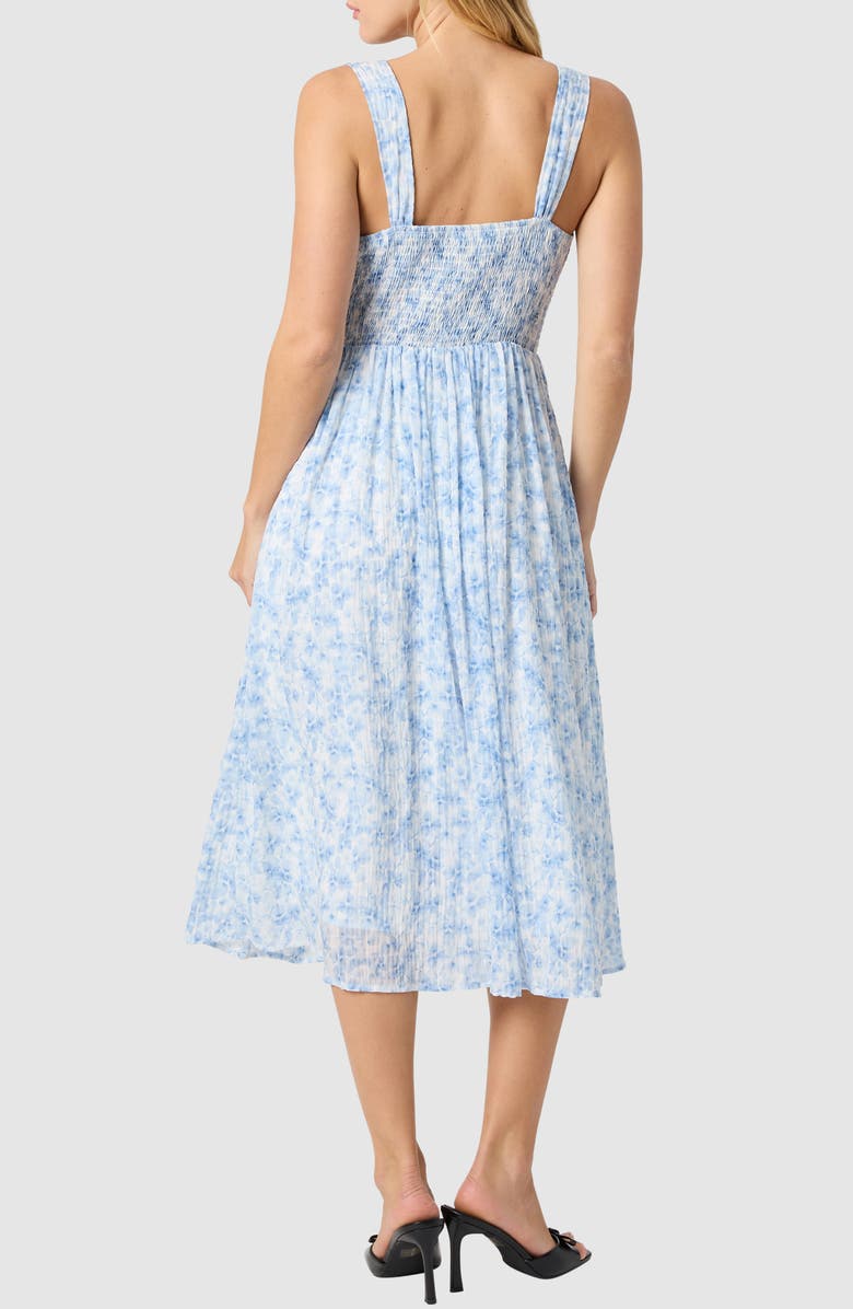 All in Favor Floral Print Sleeveless Midi Dress, Alternate, color, Cream Blue Floral
