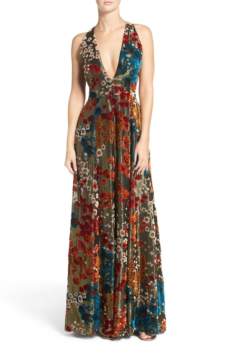 Aidan by Aidan Mattox Burnout Velvet Gown, Main, color, 
