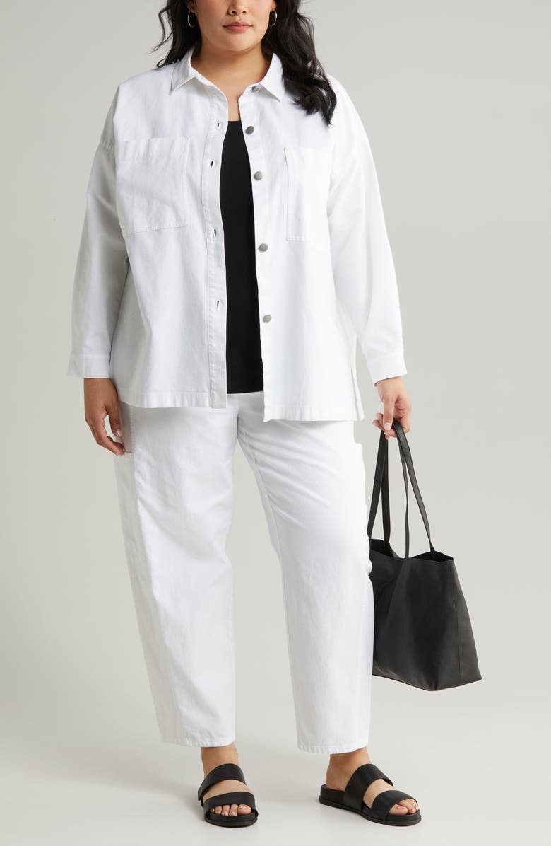 Eileen Fisher Boxy Stretch Organic Cotton & Hemp Shirt Jacket, Main, color, 