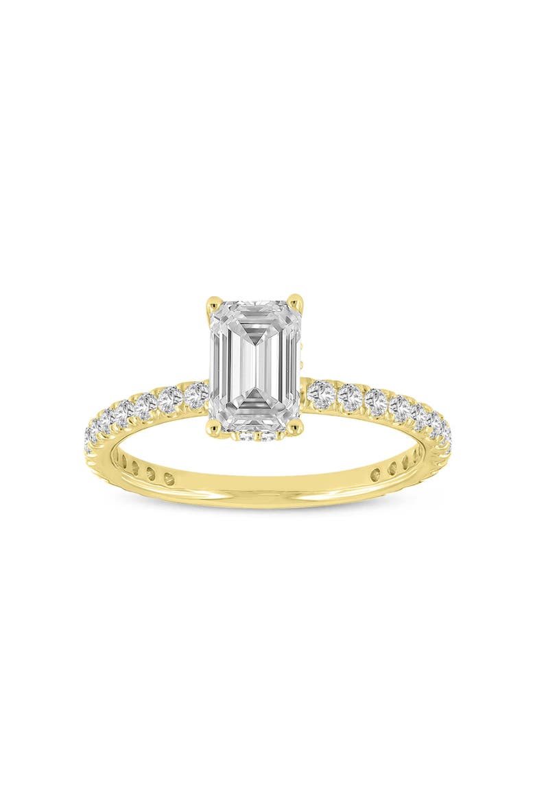 Meline14K Yellow Gold Emerald Cut Lab Grown Diamond Hidden Halo Engagement Ring - 2.08 Ct, Main, color, 14K Yellow Gold