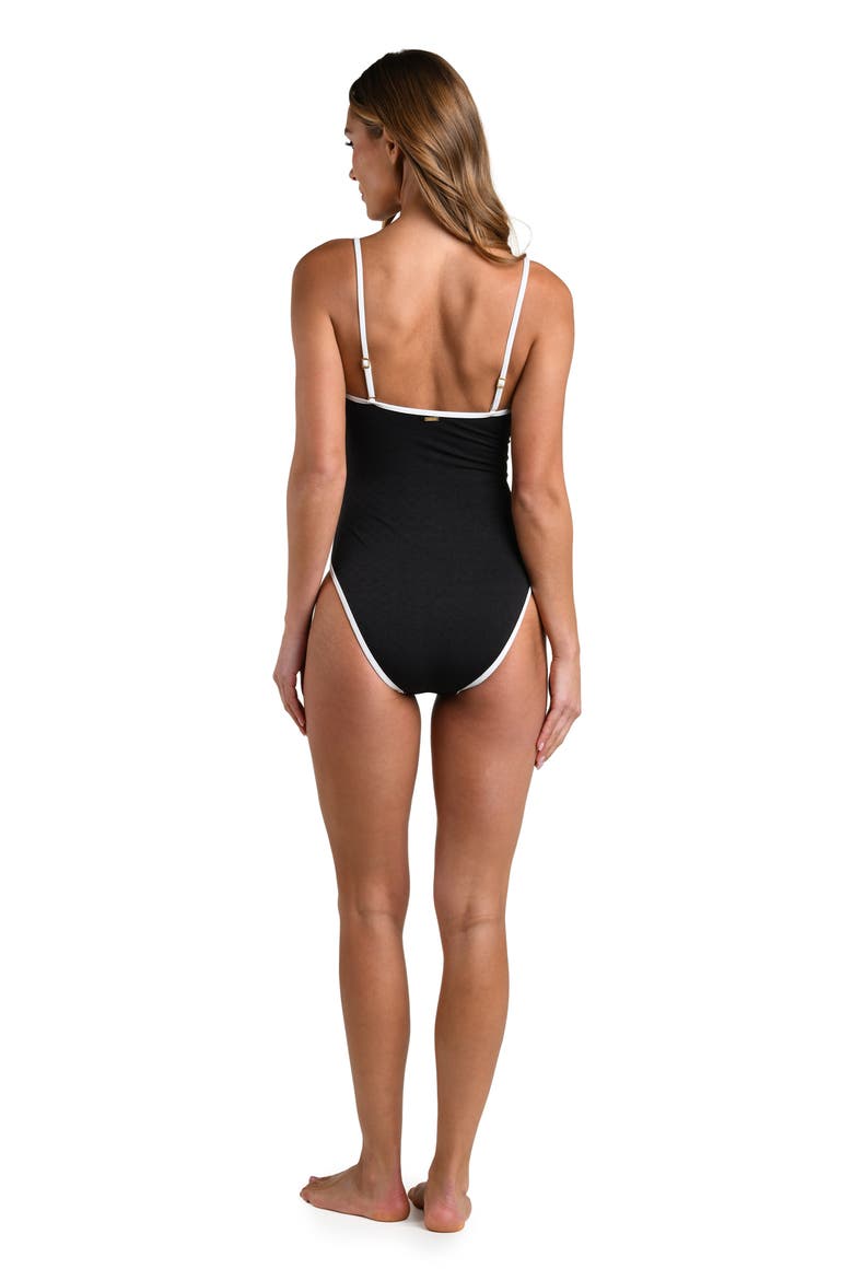 Tory Fine Line One-Piece Swimsuit, Alternate, color, BLACK