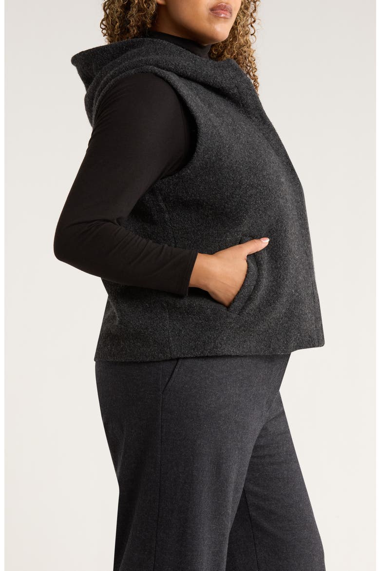 Wool Blend Hooded Vest, Alternate, color, CHARCOAL