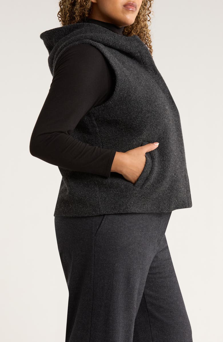 Eileen Fisher Wool Blend Hooded Vest, Alternate, color, Charcoal
