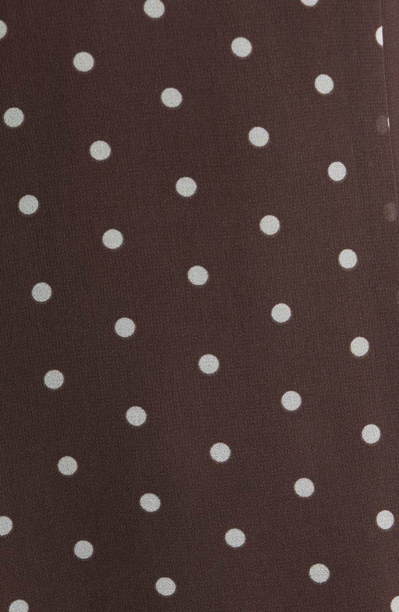 Open Edit Short Sleeve Godet Pleat Dress, Alternate, color, Brown- Ivory Corner Dot