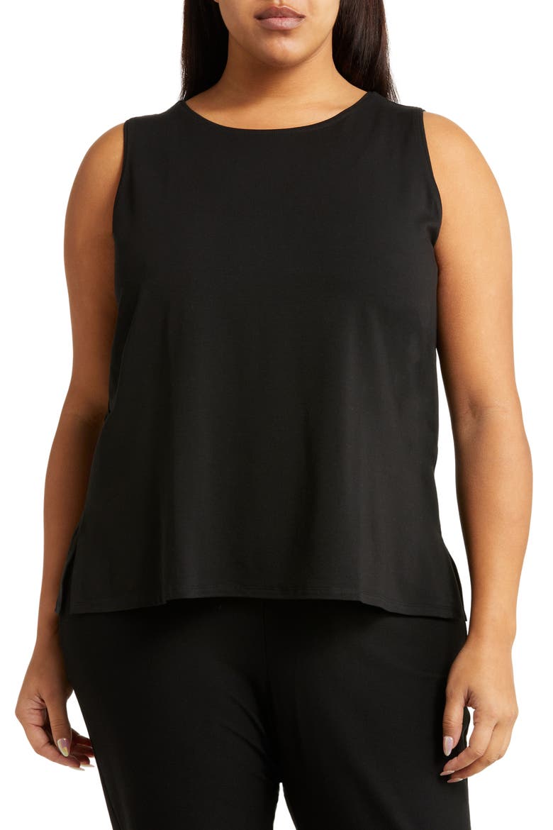 Stretch Jersey Tank, Main, color, BLACK
