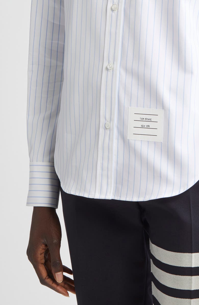 Thom Browne Classic Stripe Cotton Button-Up Shirt, Alternate, color, Light Blue