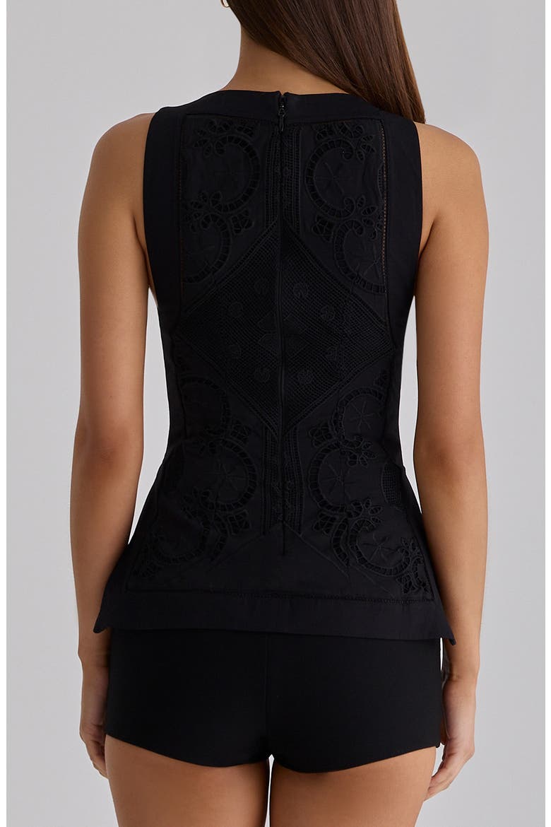 Valencia Broderie Anglaise Boat Neck Top, Alternate, color, BLACK