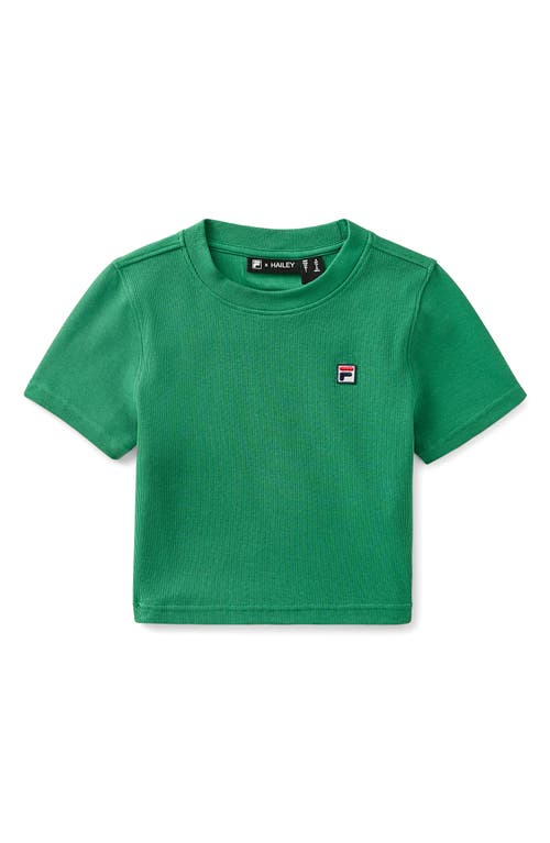 Fila X Hailey Stretch Cotton Rib Baby Tee In Green