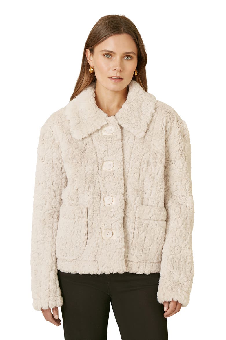Textured Faux Fur Jacket, Alternate, color, Cream