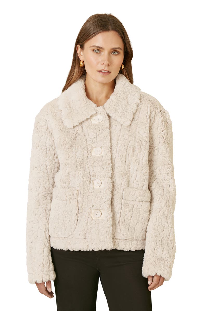 Yumi Textured Faux Fur Jacket, Alternate, color, Cream