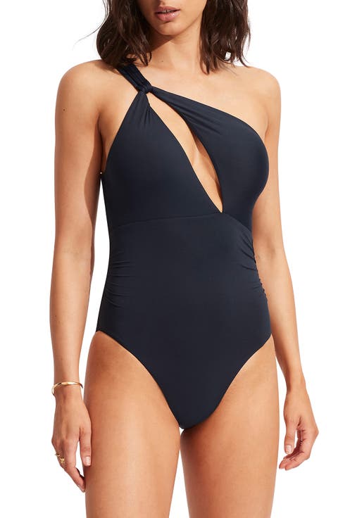 One-Shoulder Cutout One-Piece Swimsuit