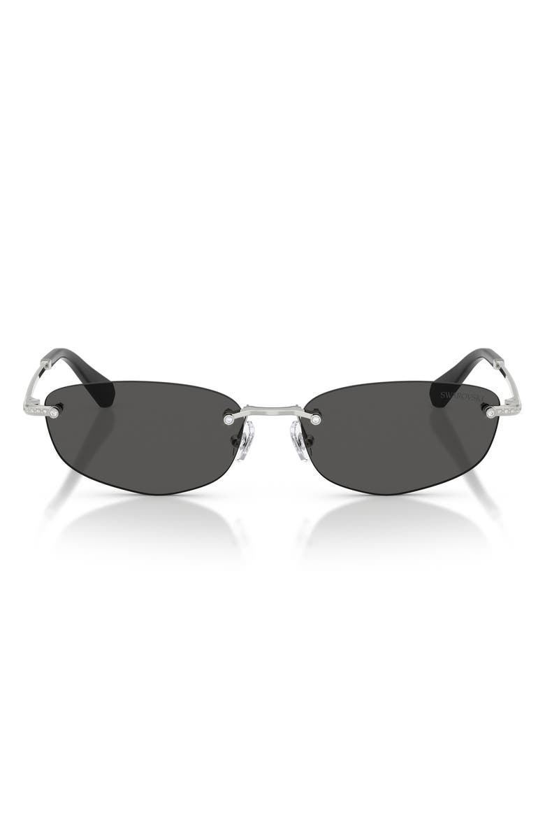 Swarovski 57mm Irregular Sunglasses, Main, color, Silver / Dark Grey