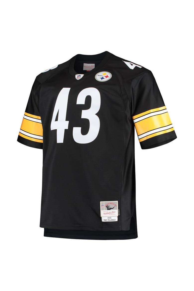 Men's Mitchell & Ness Troy Polamalu Black Pittsburgh Steelers Big & Tall 2005 Retired Player Replica Jersey, Alternate, color, Black