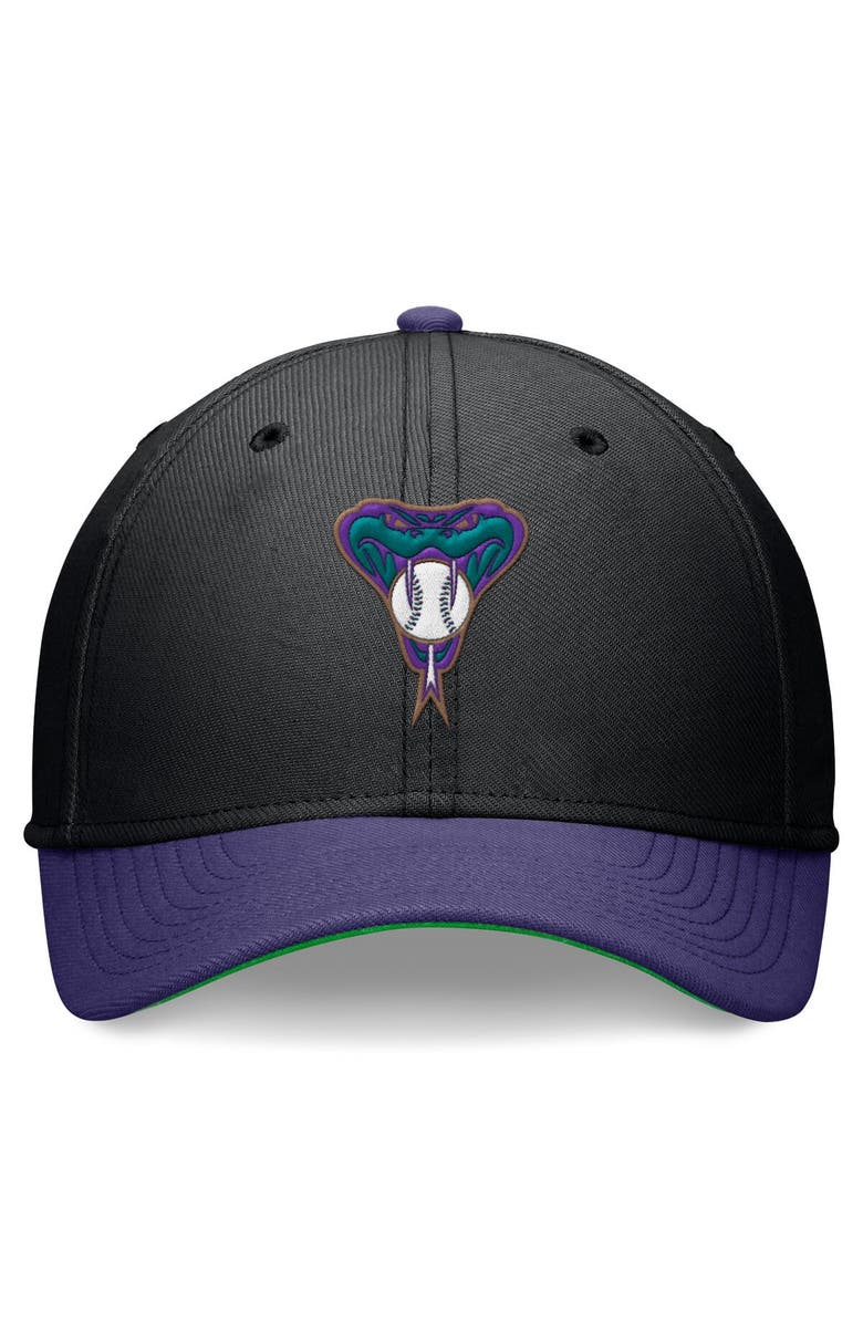 Nike Men's Nike Black/Purple Arizona Diamondbacks Cooperstown Collection Rewind Swooshflex Performance Hat, Alternate, color, 