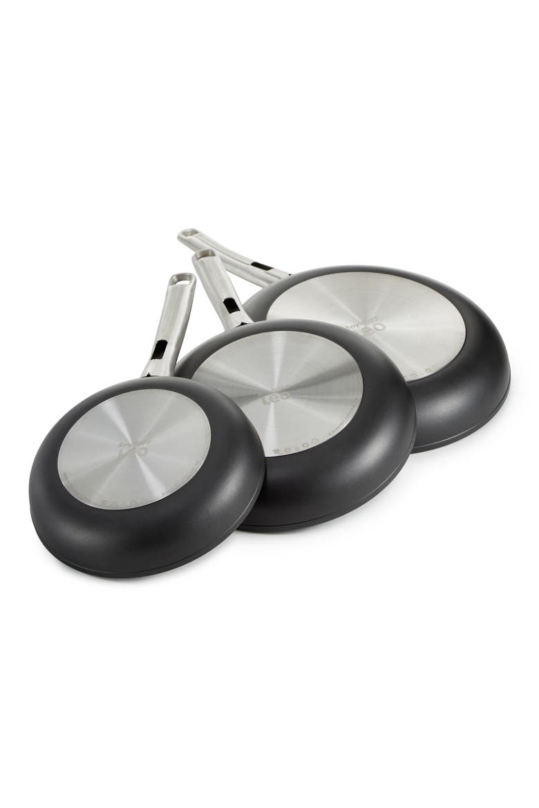 Set of 3 Graphite Non-Stick Frying Pan Set, Alternate, color, BLACK