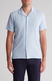 DENIM AND FLOWER Mélange Short Sleeve Button-Up Camp Shirt