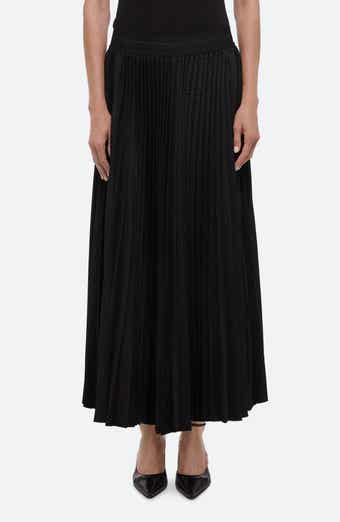 Helmut Lang Pleated Stretch Logo Jacquard Satin Maxi Skirt