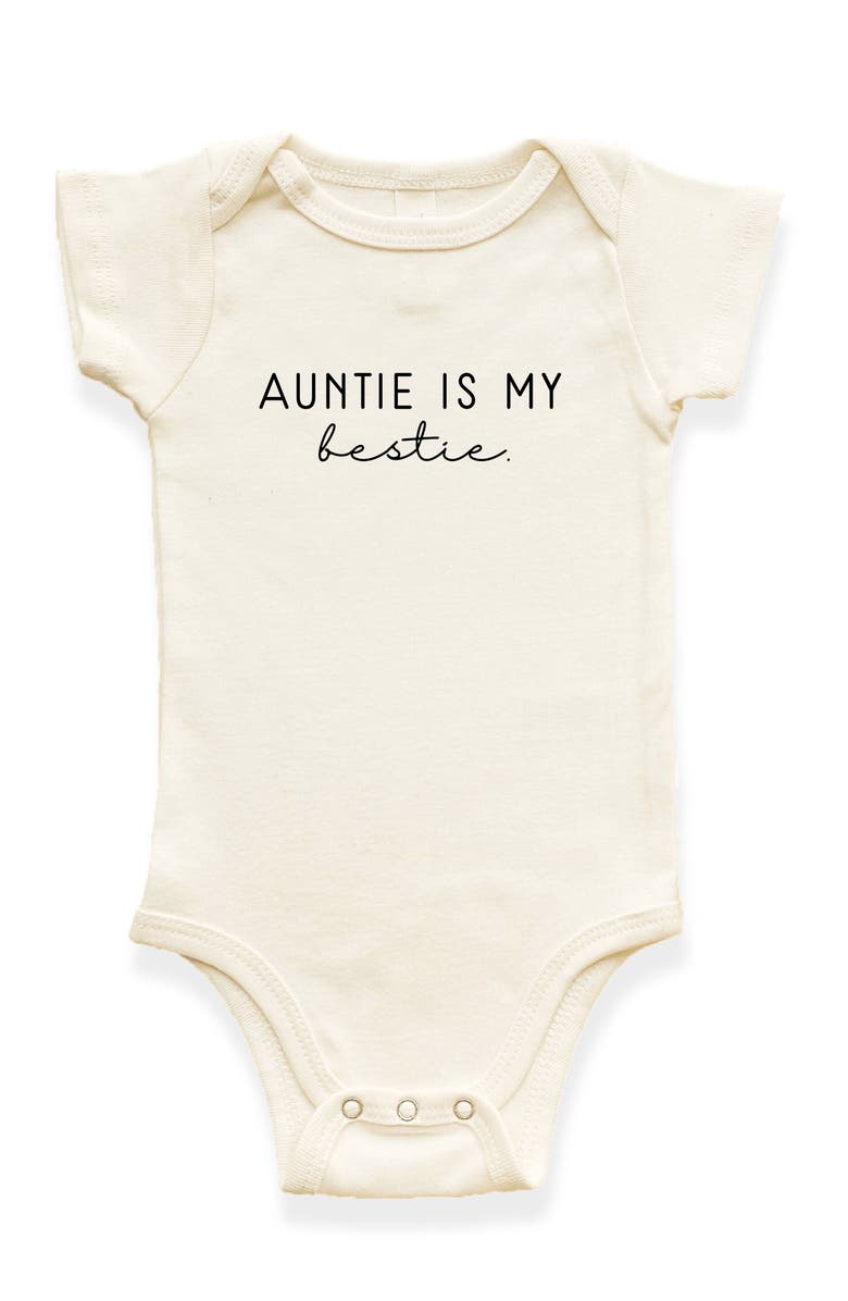 Tenth & Pine Auntie is my bestie Organic Baby Bodysuit, Main, color, 