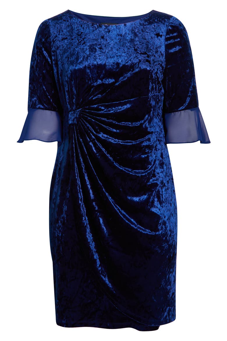 Crushed Velvet Ruched Cocktail Dress, Alternate, color, NAVY