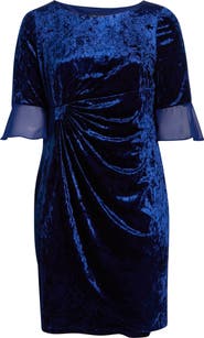 Connected Apparel Crushed Velvet Ruched Cocktail Dress