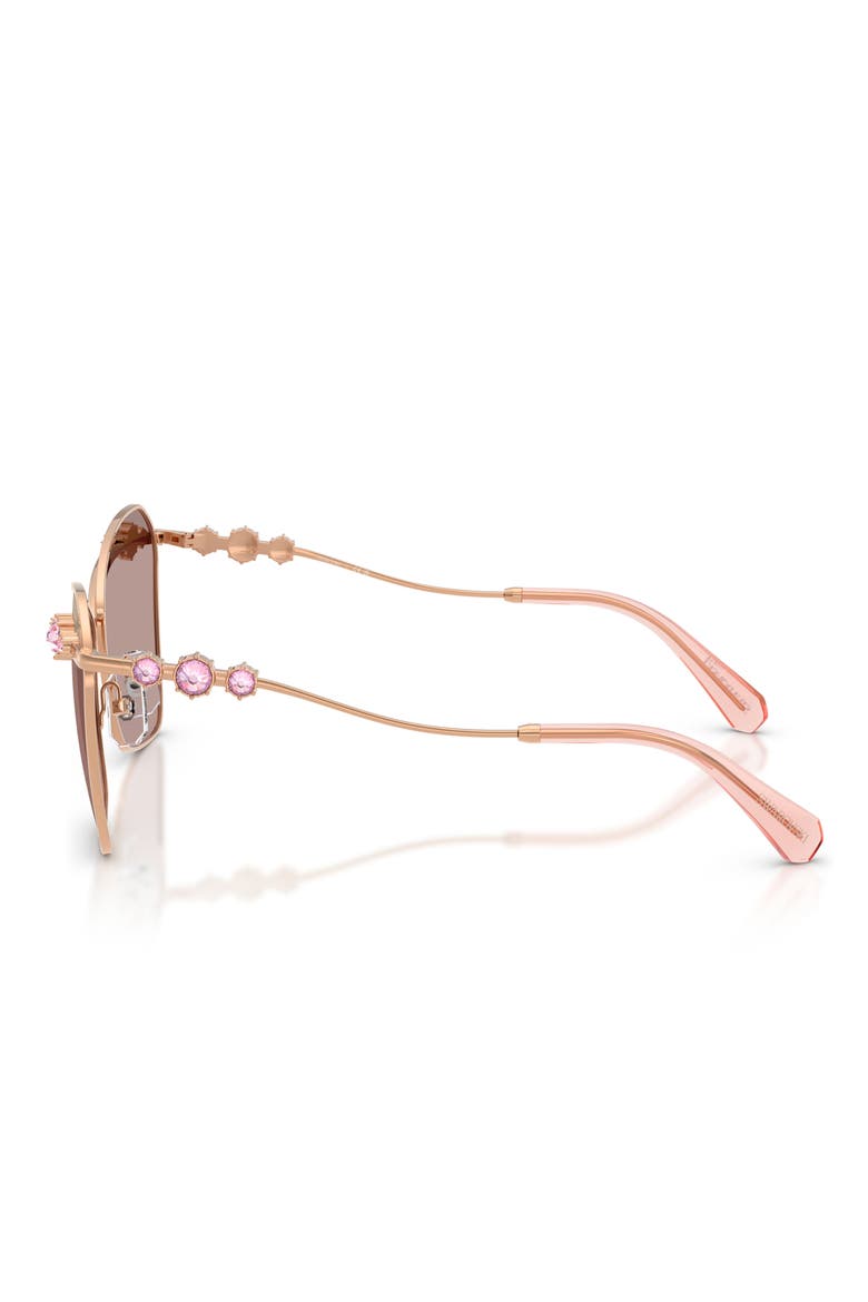 57mm Butterfly Sunglasses, Alternate, color, ROSE GOLD / PURPLE BROWN